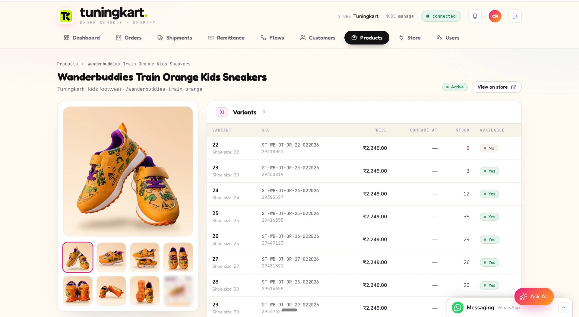 Product detail editing page